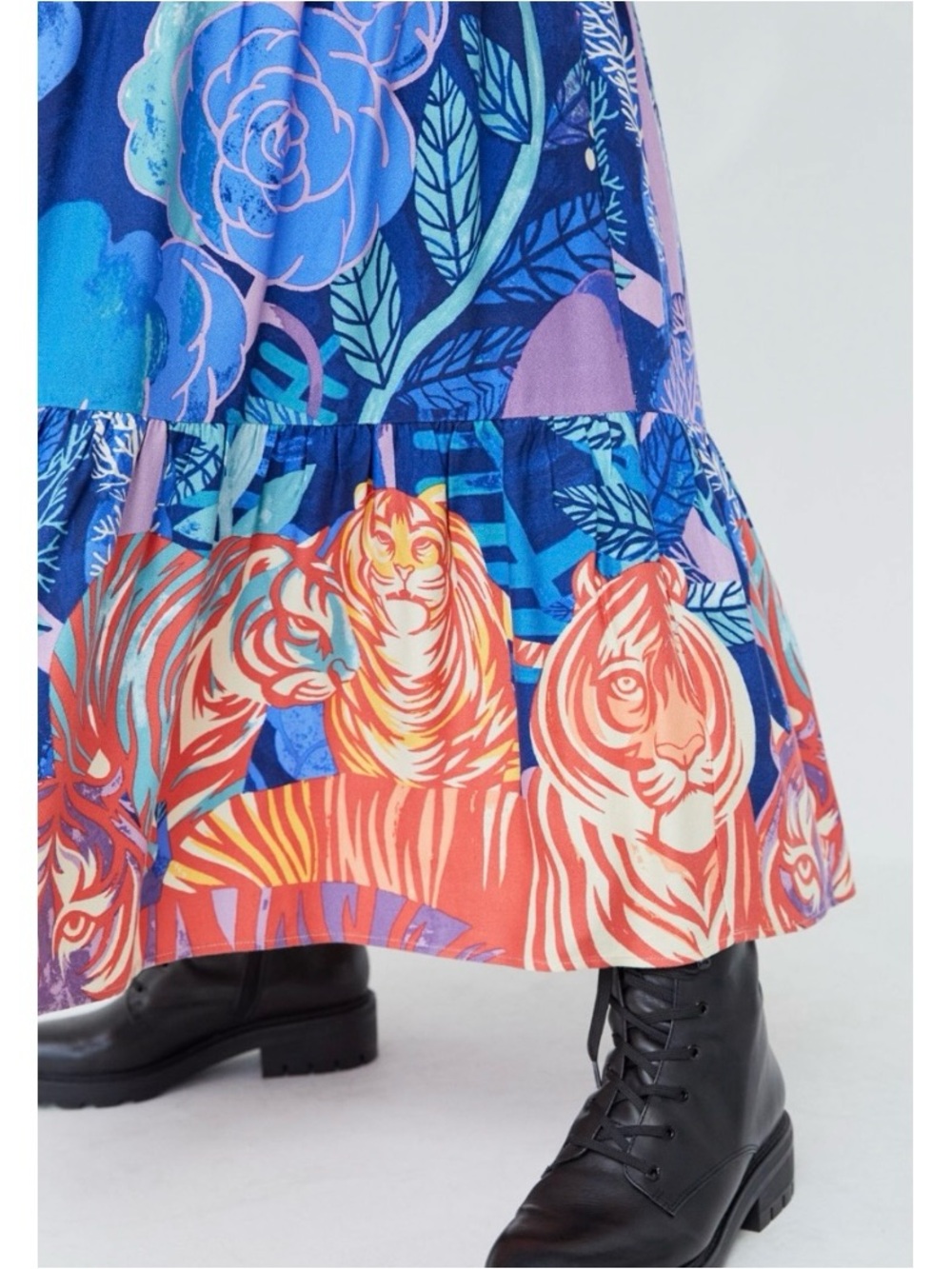 Anthropologie Cecilia Pettersson Bea Tiered Maxi Skirt Large Tiger Print